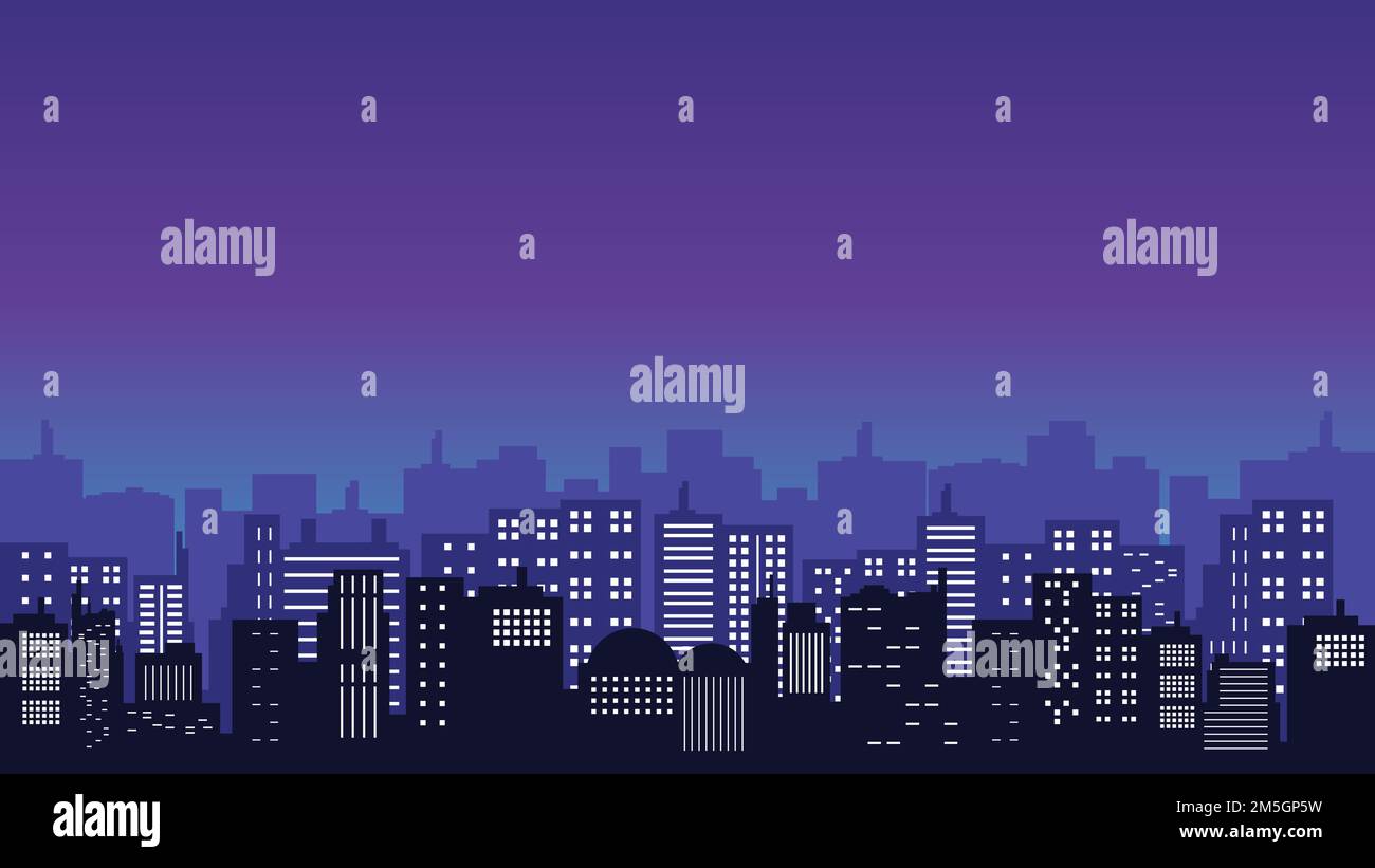 Night view with tall buildings and twinkling city lights. collection ...