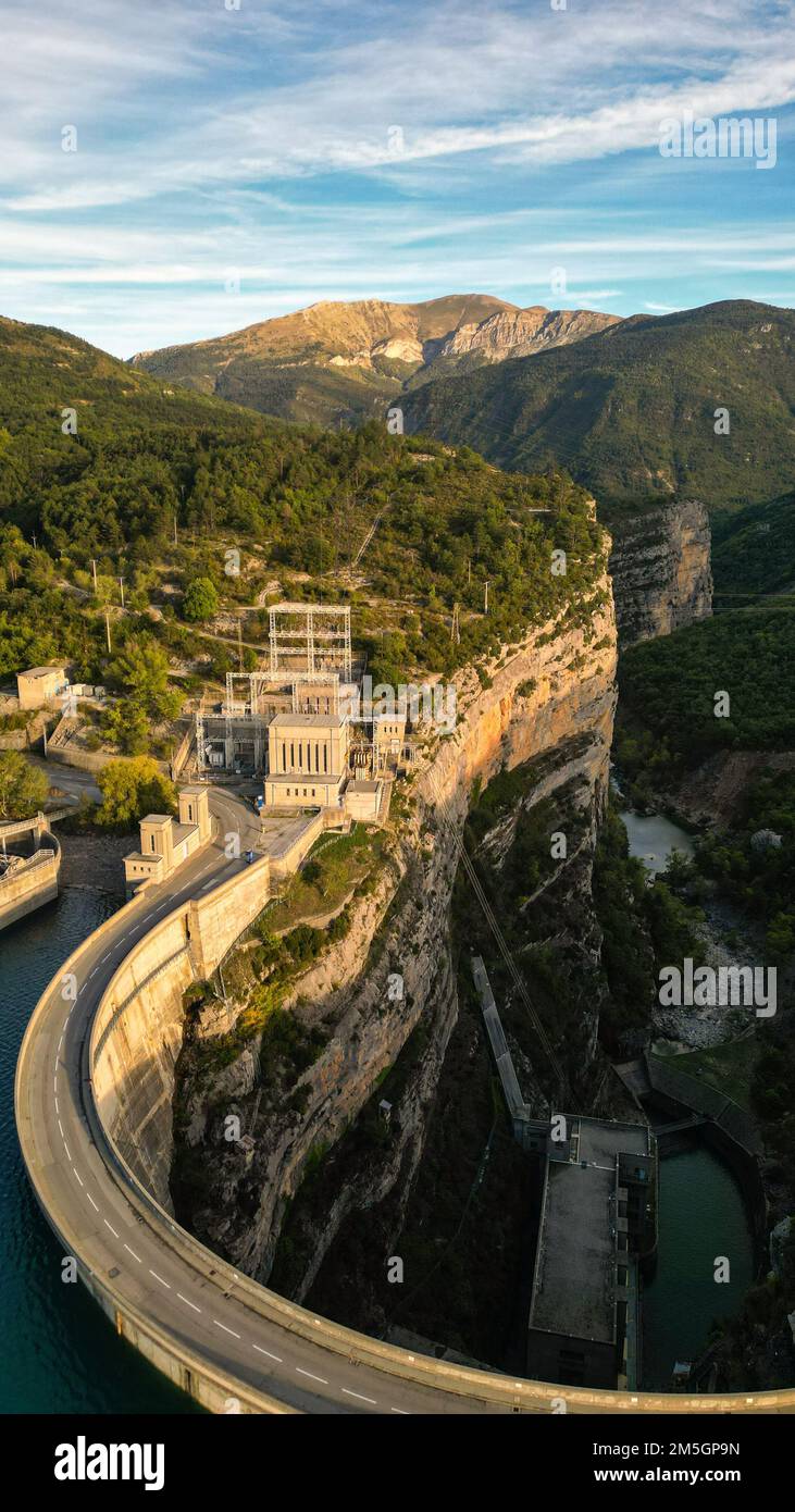Enguri A drone view of the hydroelectric power station on the Enguri River in ...