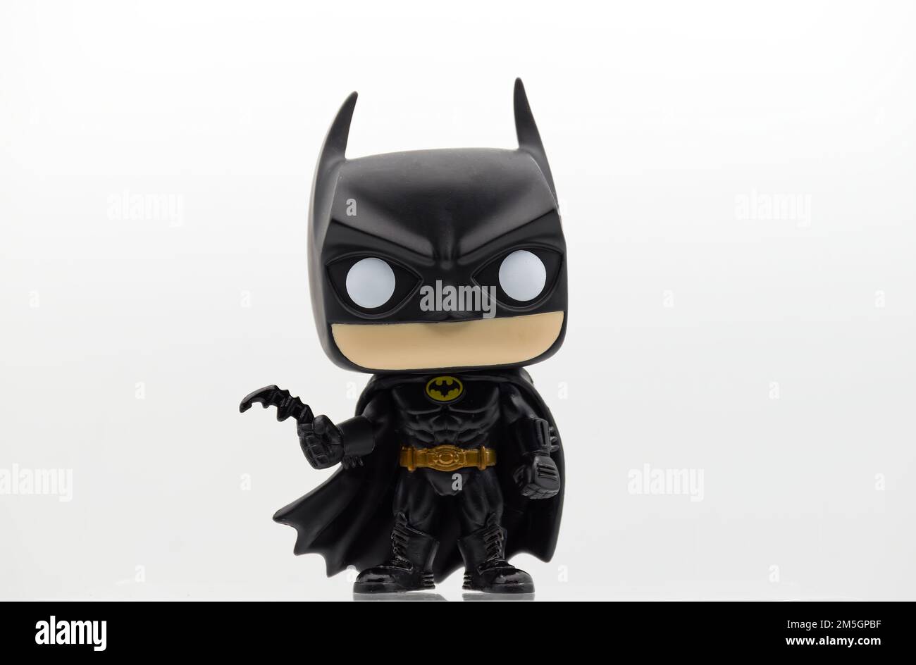 Batman 1989 vinyl figure isolated on white background. Batman from DC