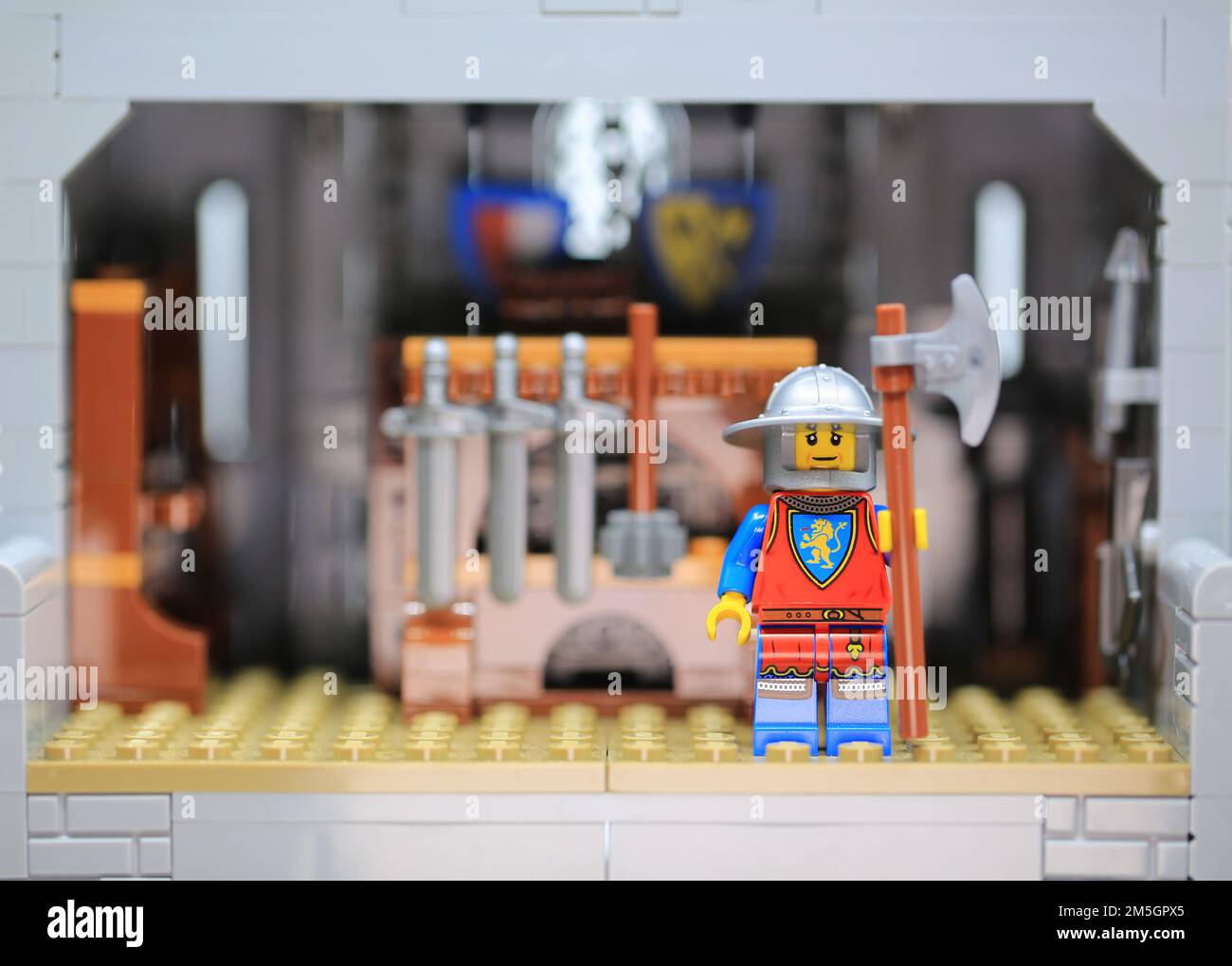 lego knight guard in prison Stock Photo - Alamy