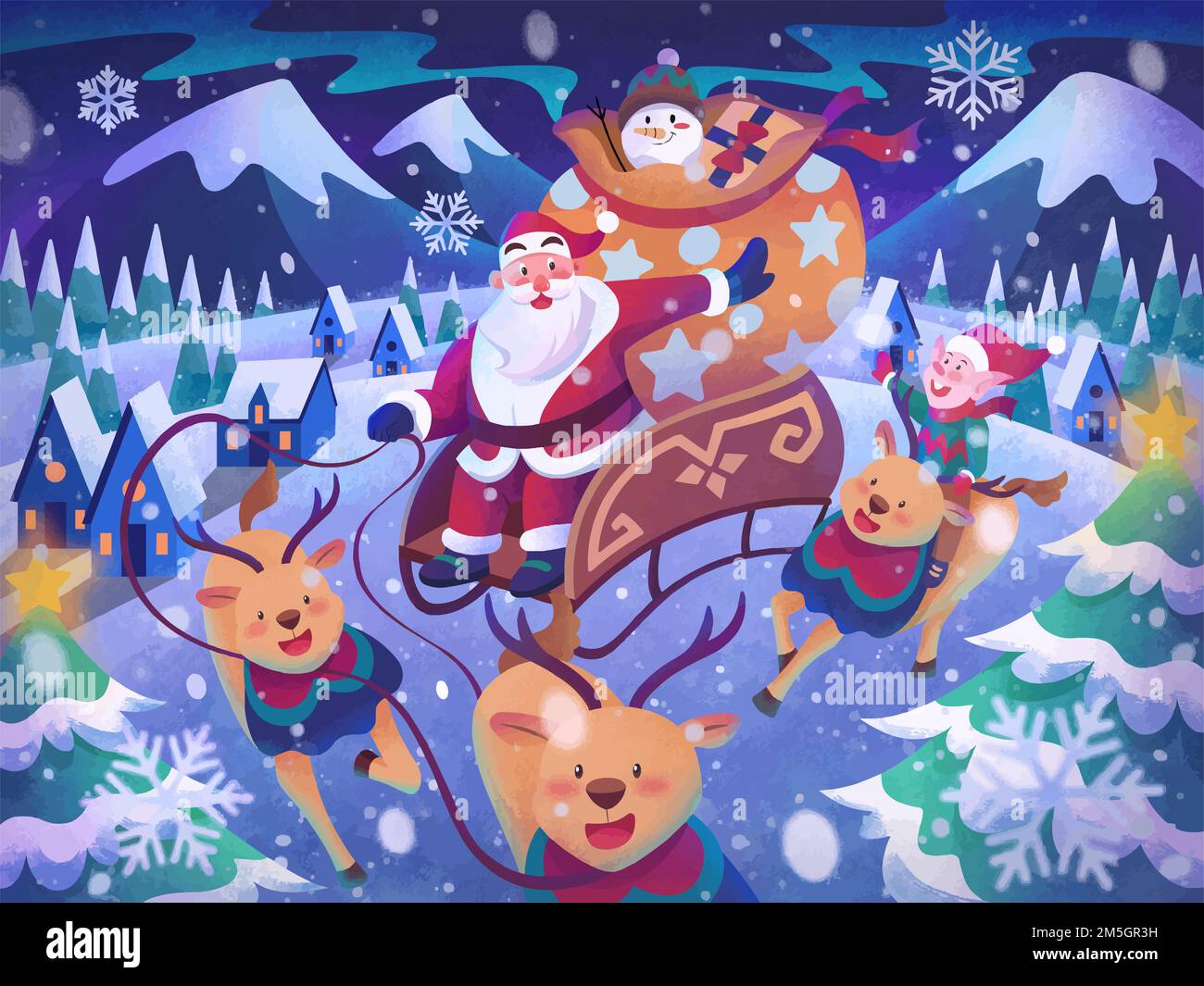 Merry Christmas and Happy New Year Christmas Celebration Postcard Website illustration Stock Photo