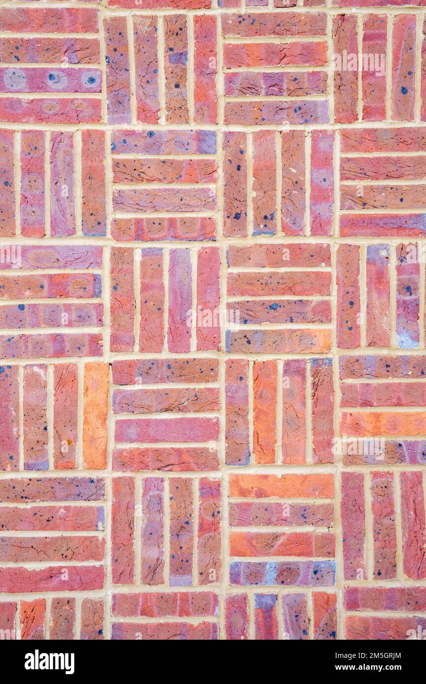 Traditional red brick wall in square pattern portrait format Stock