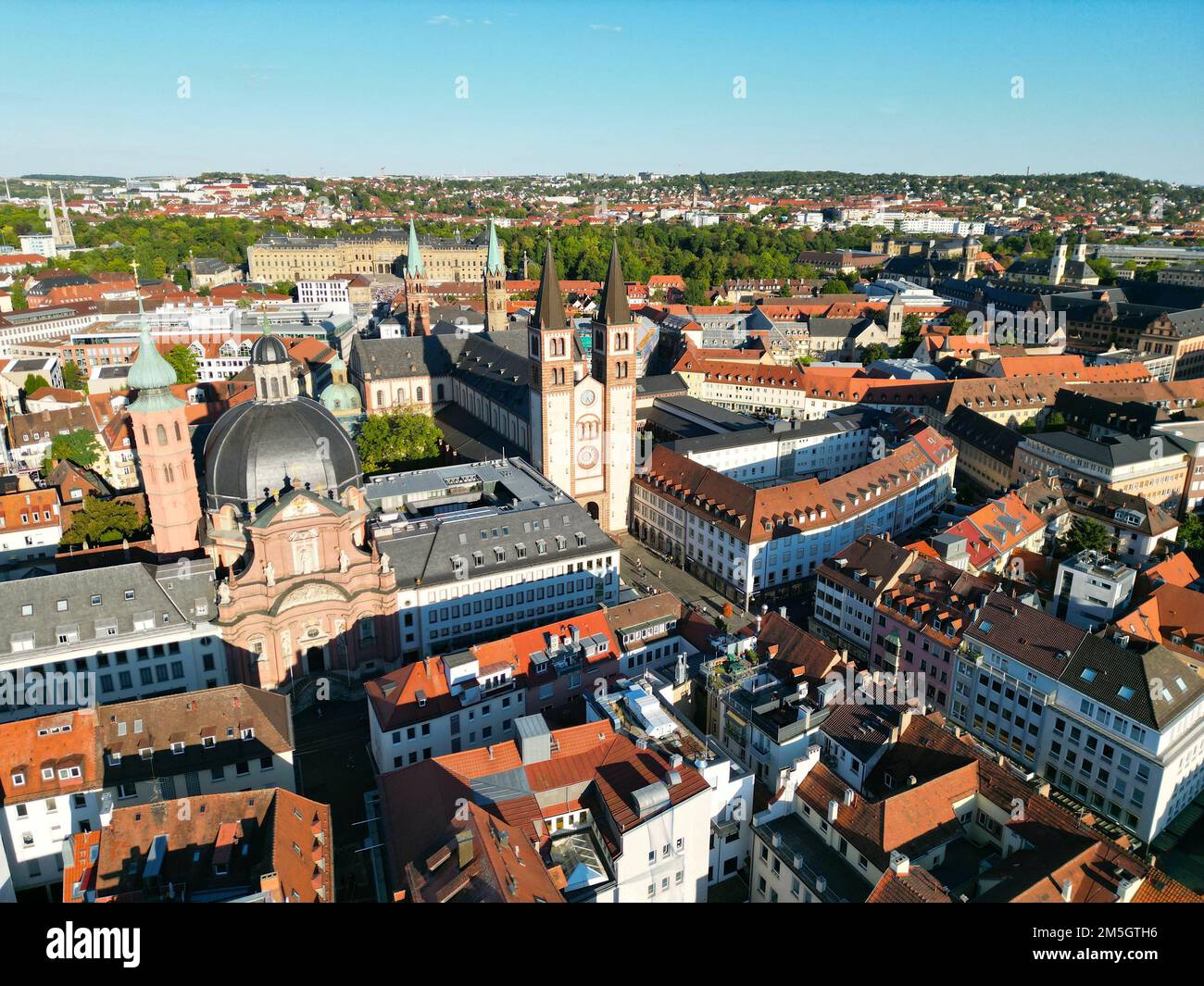 New Munster Wuzburg city Germany drone aerial view Stock Photo