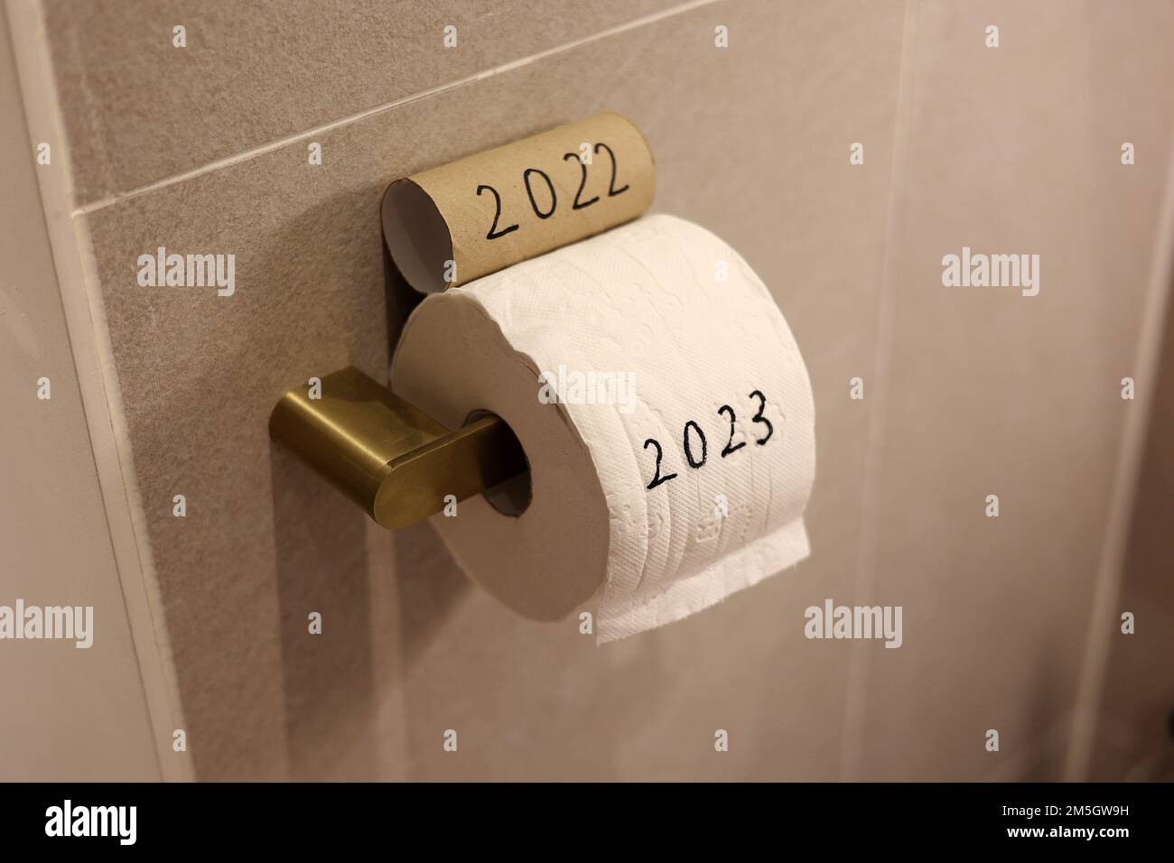 Toilet papers written as 2022 and 2023 which means see the old year go