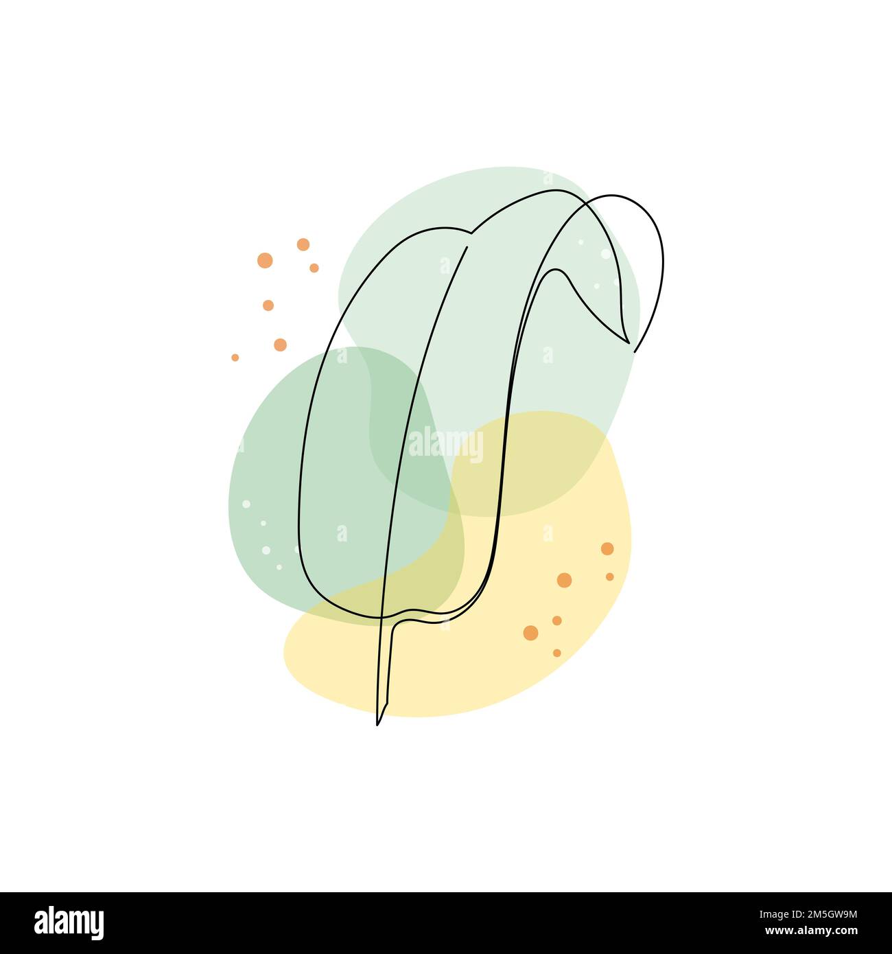 Line art banana palm leaf. Minimal continuous line banana leaf foliage drawing illustration