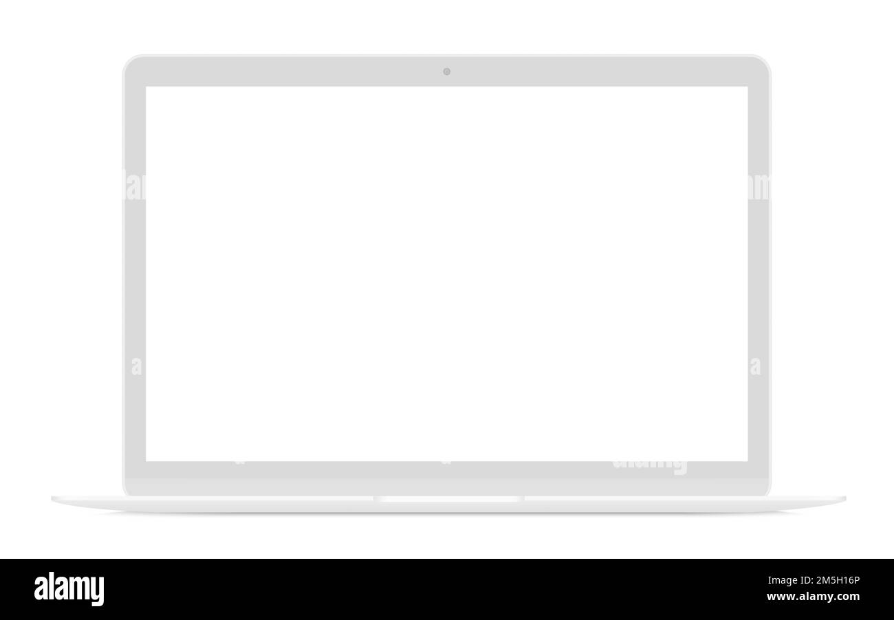 Realistic thin white laptop ultrabook mock up vector illustration Stock Vector