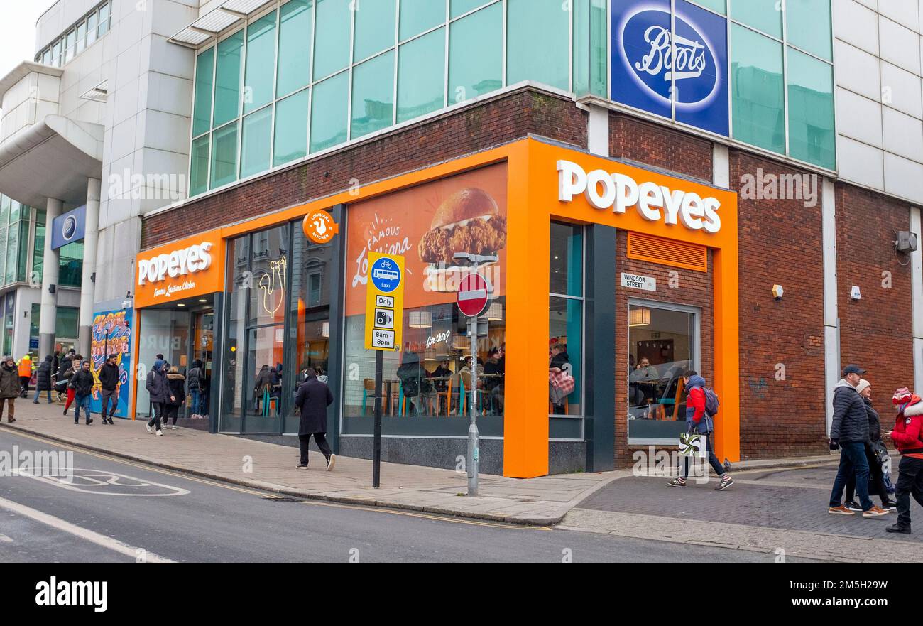 Popeyes Louisiana style chicken restaurant and takeaway in North Street