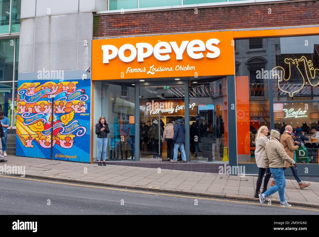 Popeyes Louisiana style chicken restaurant and takeaway in North Street Brighton , Sussex , England UK Stock Photo