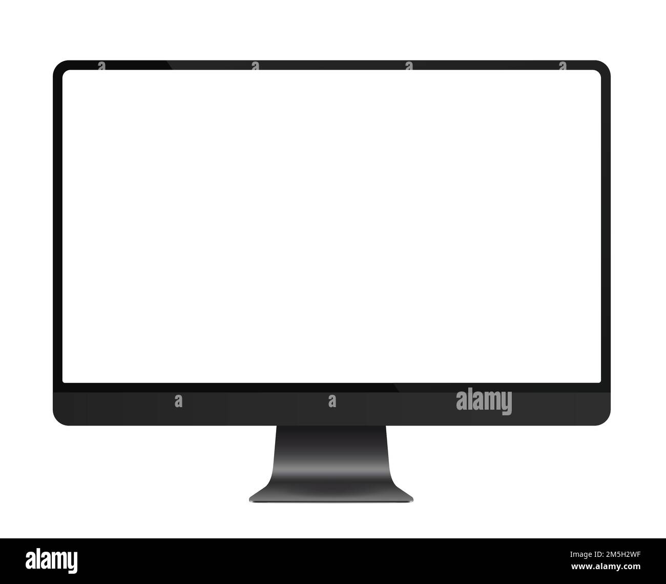 Trendy realistic thin frame monitor mock up with blank white screen