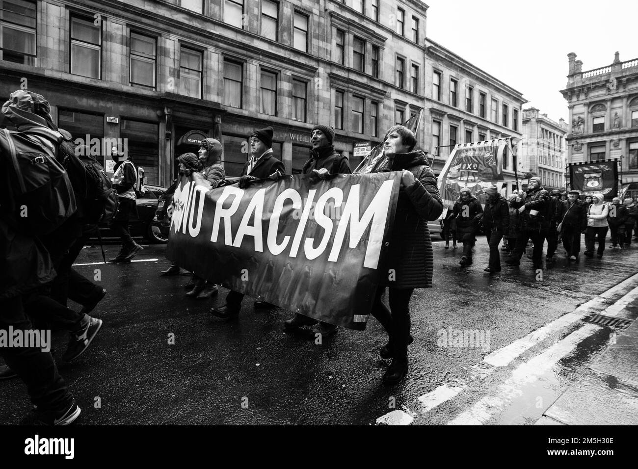 These images are from the Scottish Trades Union Congress St Andrews Day Anti Racism march which took place from Glasgow Green to Bath Street Stock Photo