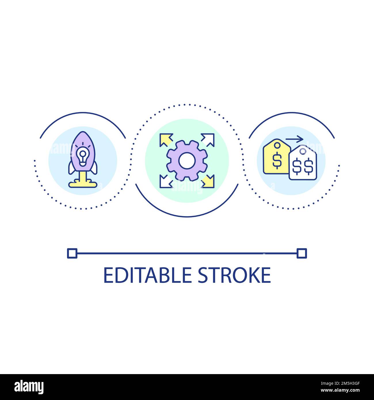 Launching new product loop concept icon Stock Vector