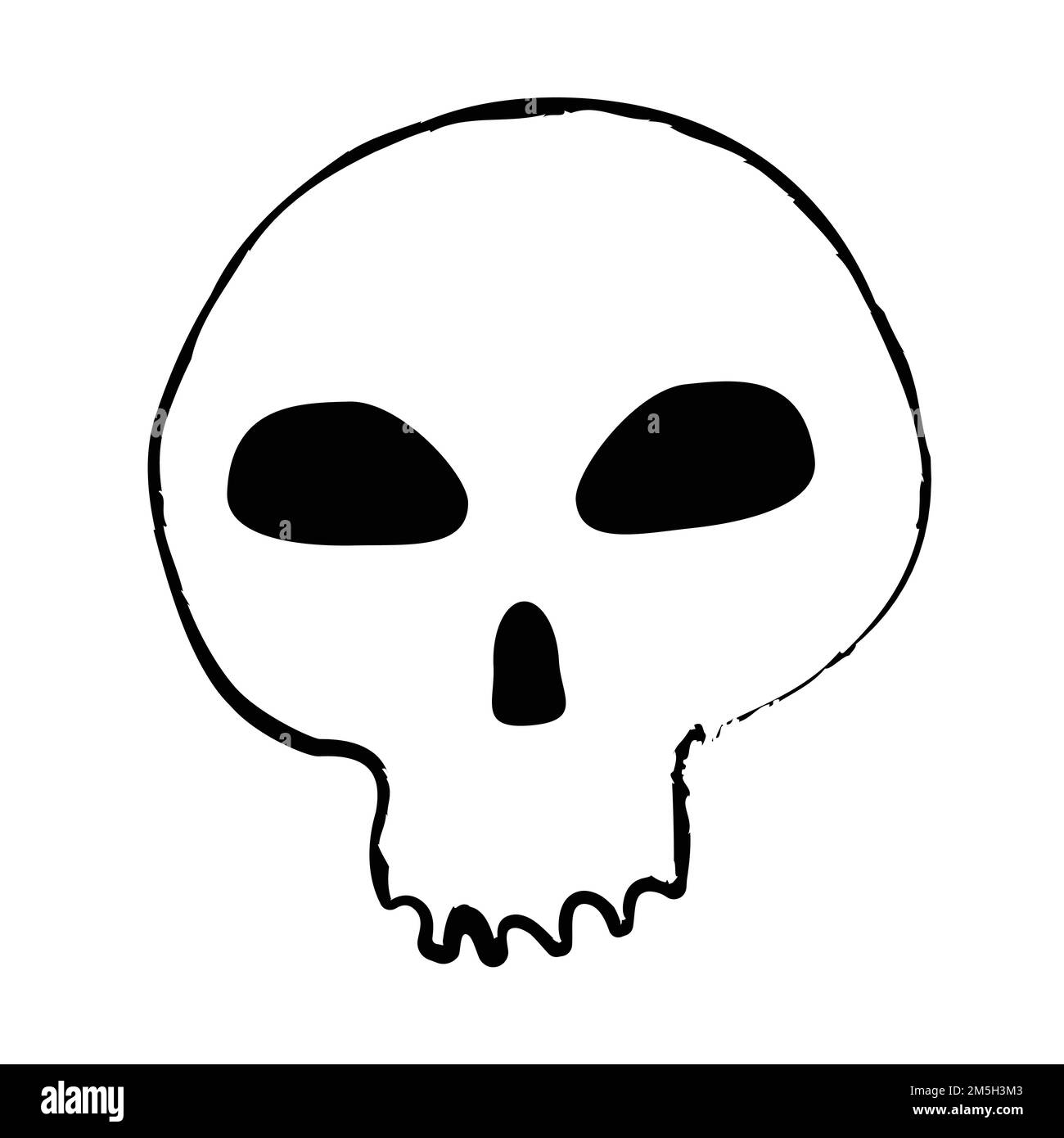 Hand drawn skull. Abstract dead man symbol for scary party Stock Vector