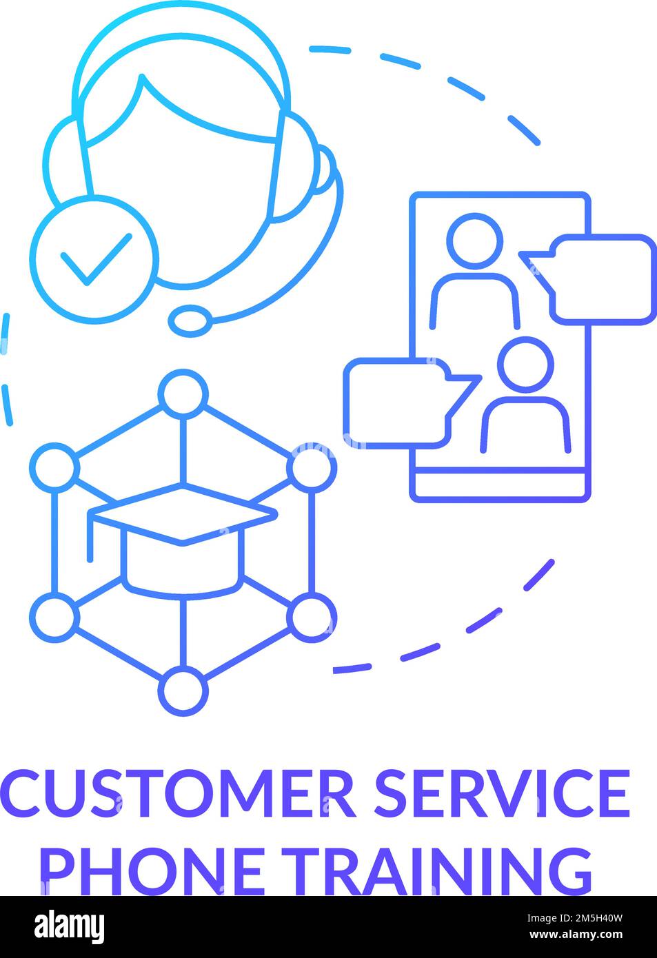 Customer service phone training blue gradient concept icon Stock Vector