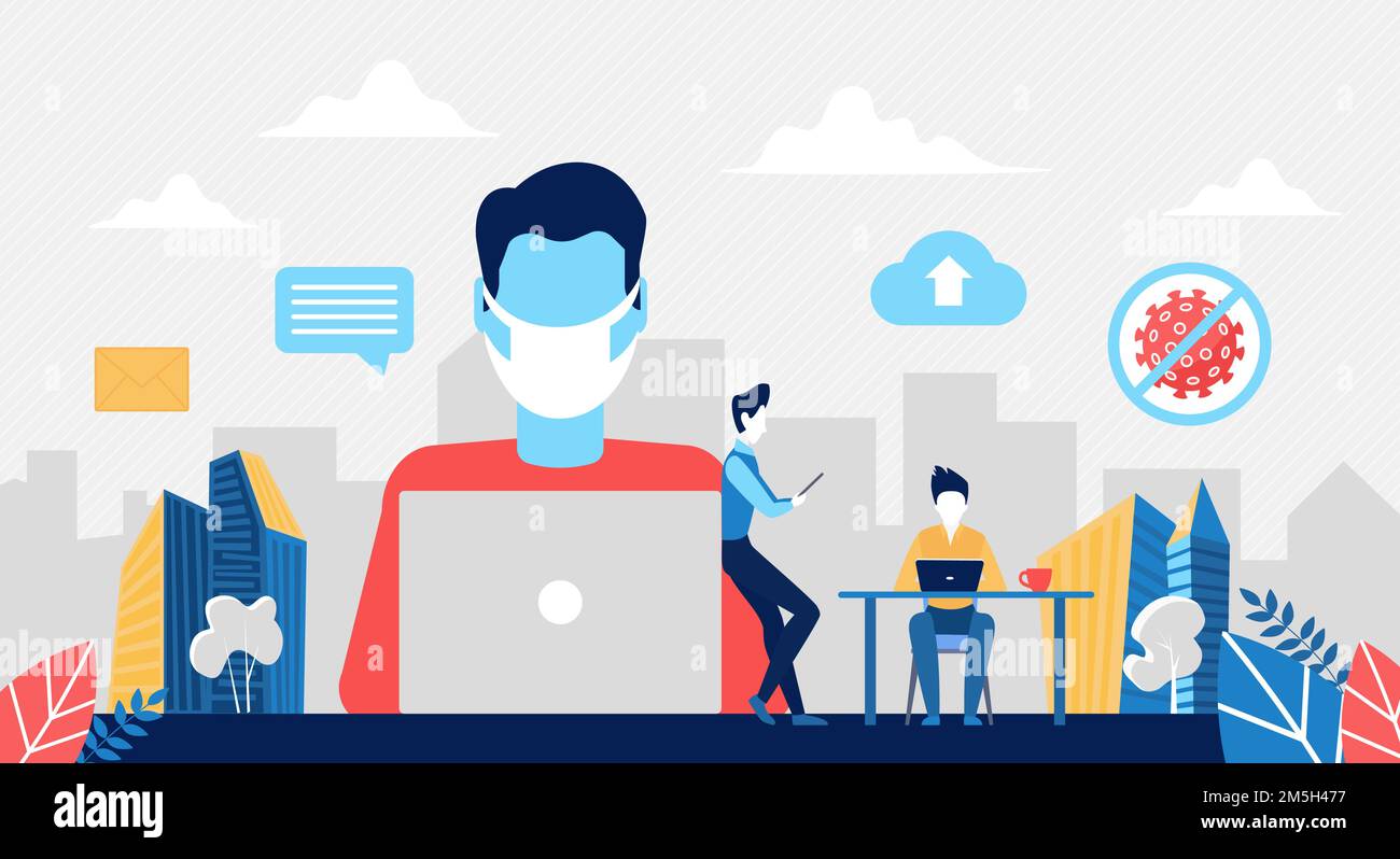 Remote work to avoid coronavirus covid19 during quarantine Stock Vector