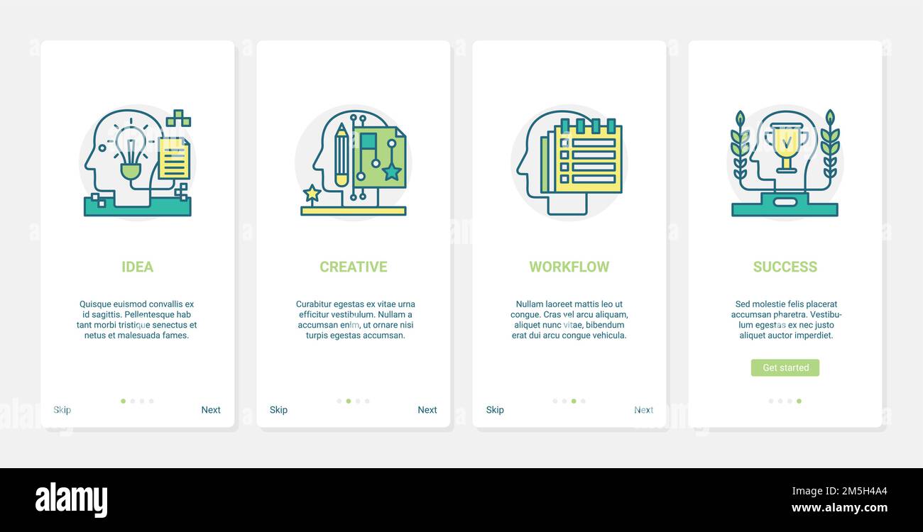 Creative successful idea, human brain processes vector illustration. UX ...