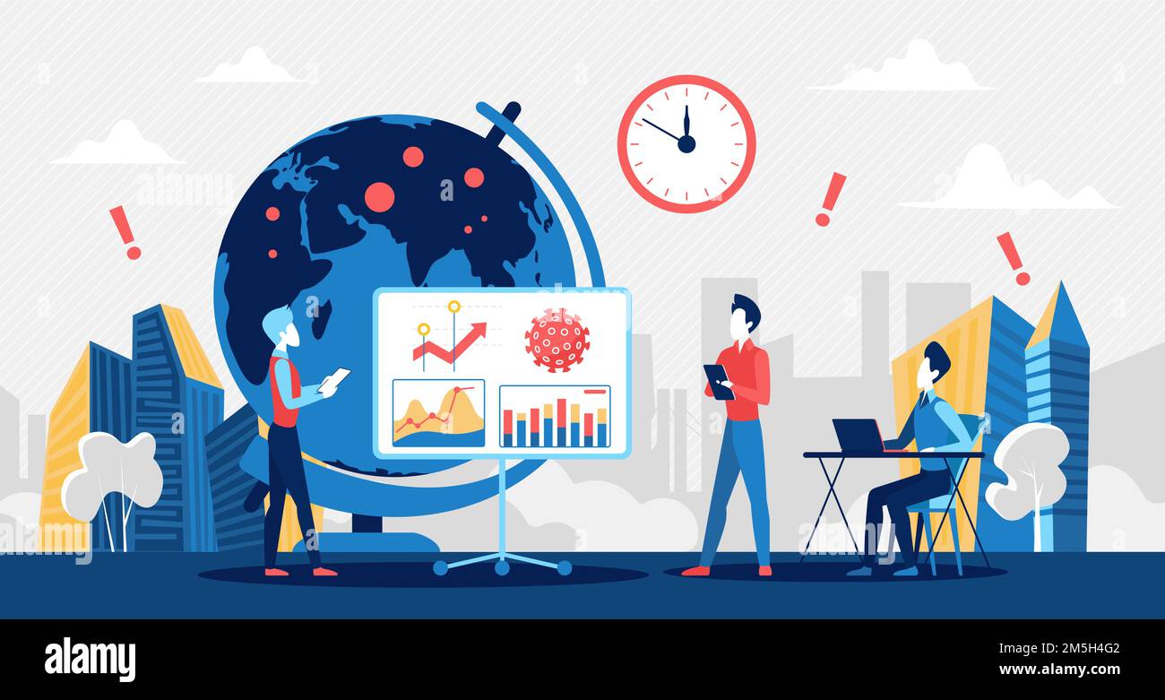 Coronavirus covid19 world statistics analysis by analysts Stock Vector