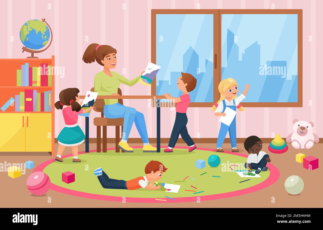 Kindergarten teacher Stock Vector Images - Alamy