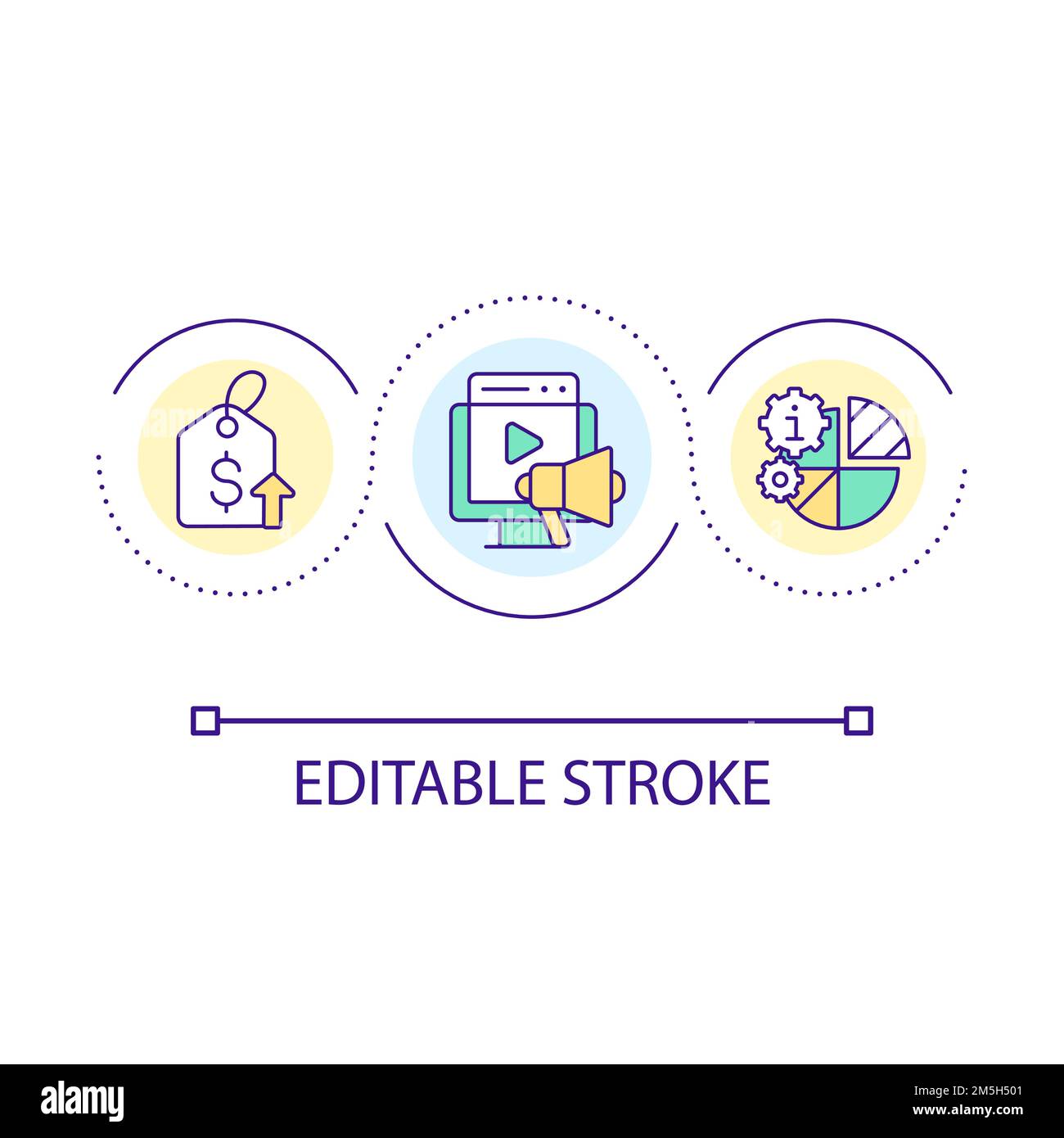 Promote expensive product loop concept icon Stock Vector