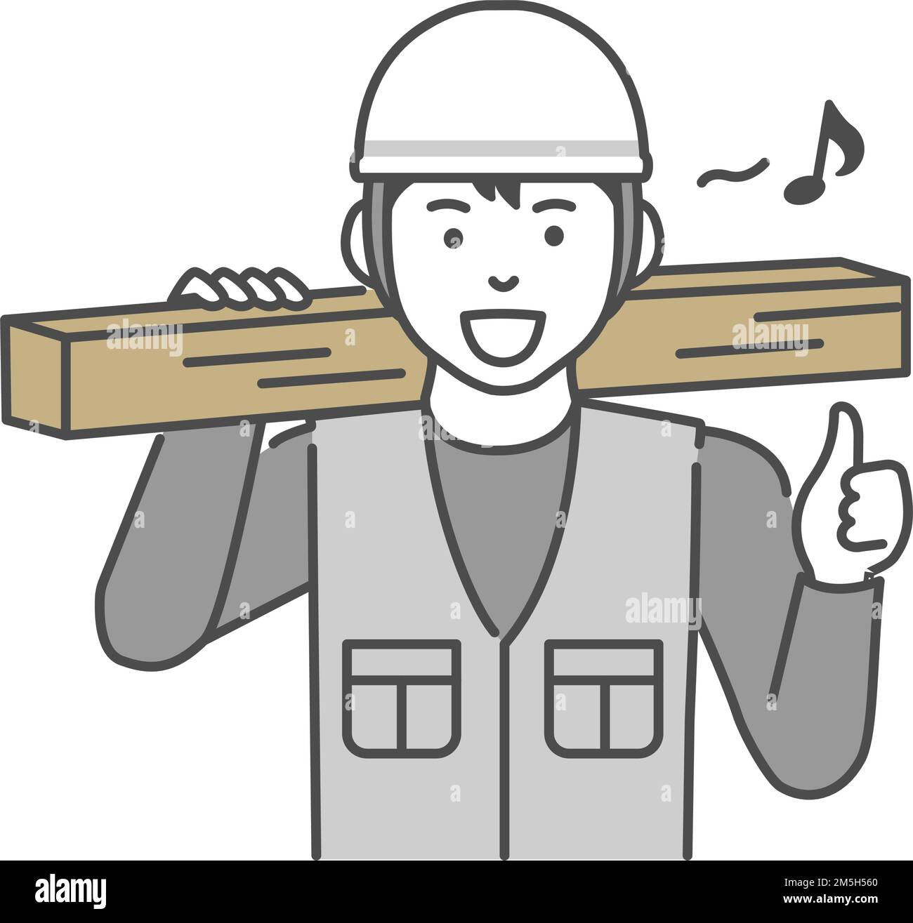 Young asian carpenter vector illustration | thumb up Stock Vector