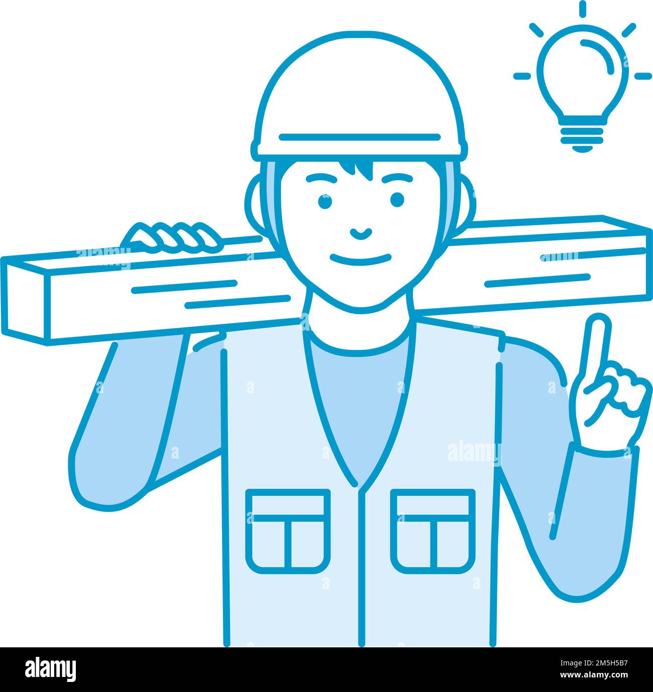 Young asian carpenter vector illustration | inspiration, idea Stock Vector