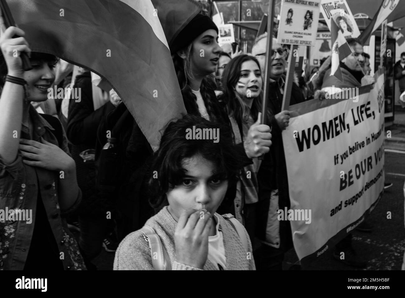 Iranian Scottish Association march highlighting womens rights issue in Iran Stock Photo