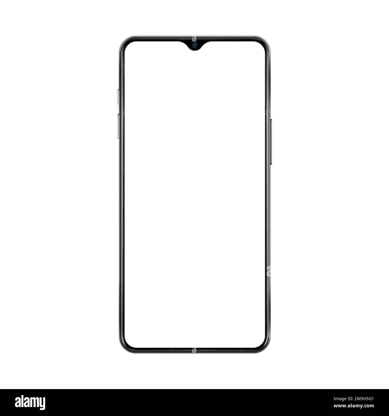 New version of black thin frame smartphone with small face camera and