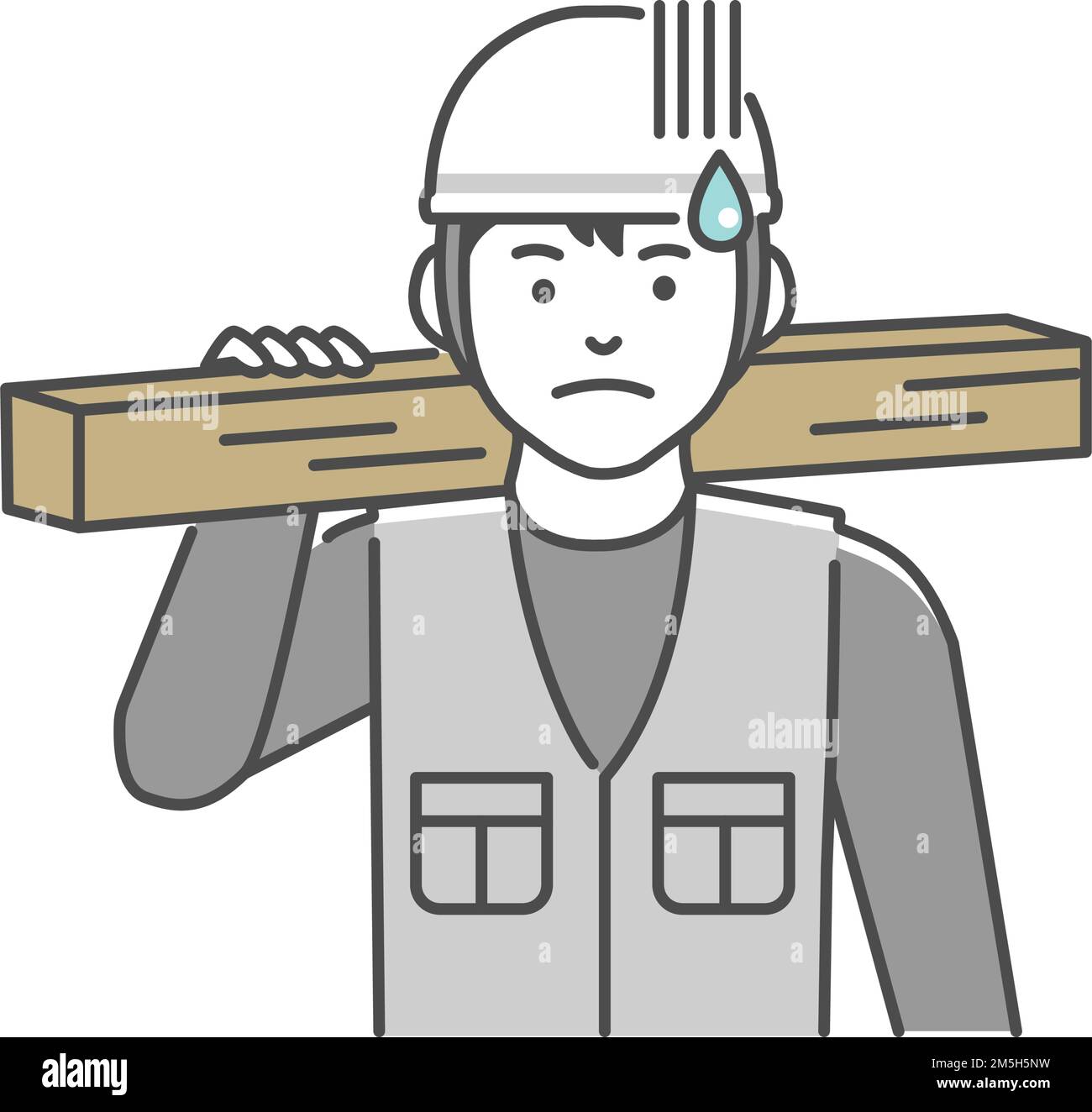 Young asian carpenter vector illustration | puzzled, confused Stock Vector