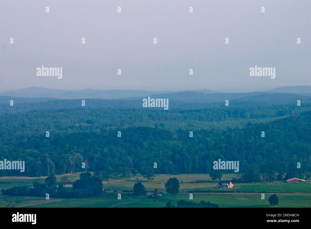 Talladega Scenic Byway. Clouds fall gently on the green hills