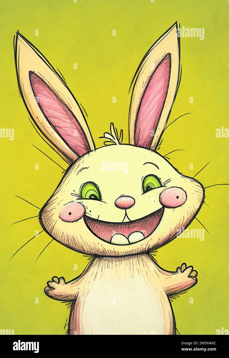 Cartoon little bunny rabbit with a big funny smile which is useful for a  greeting card in spring, computer Generative AI stock illustration image  Stock Photo - Alamy