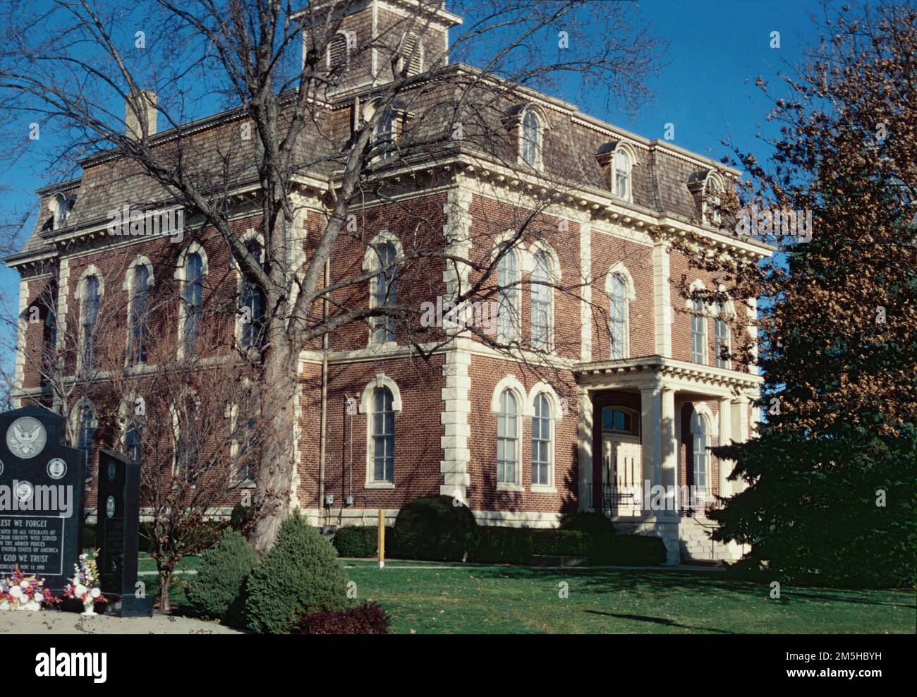Historic National Road Effingham County Courthouse. The red and white