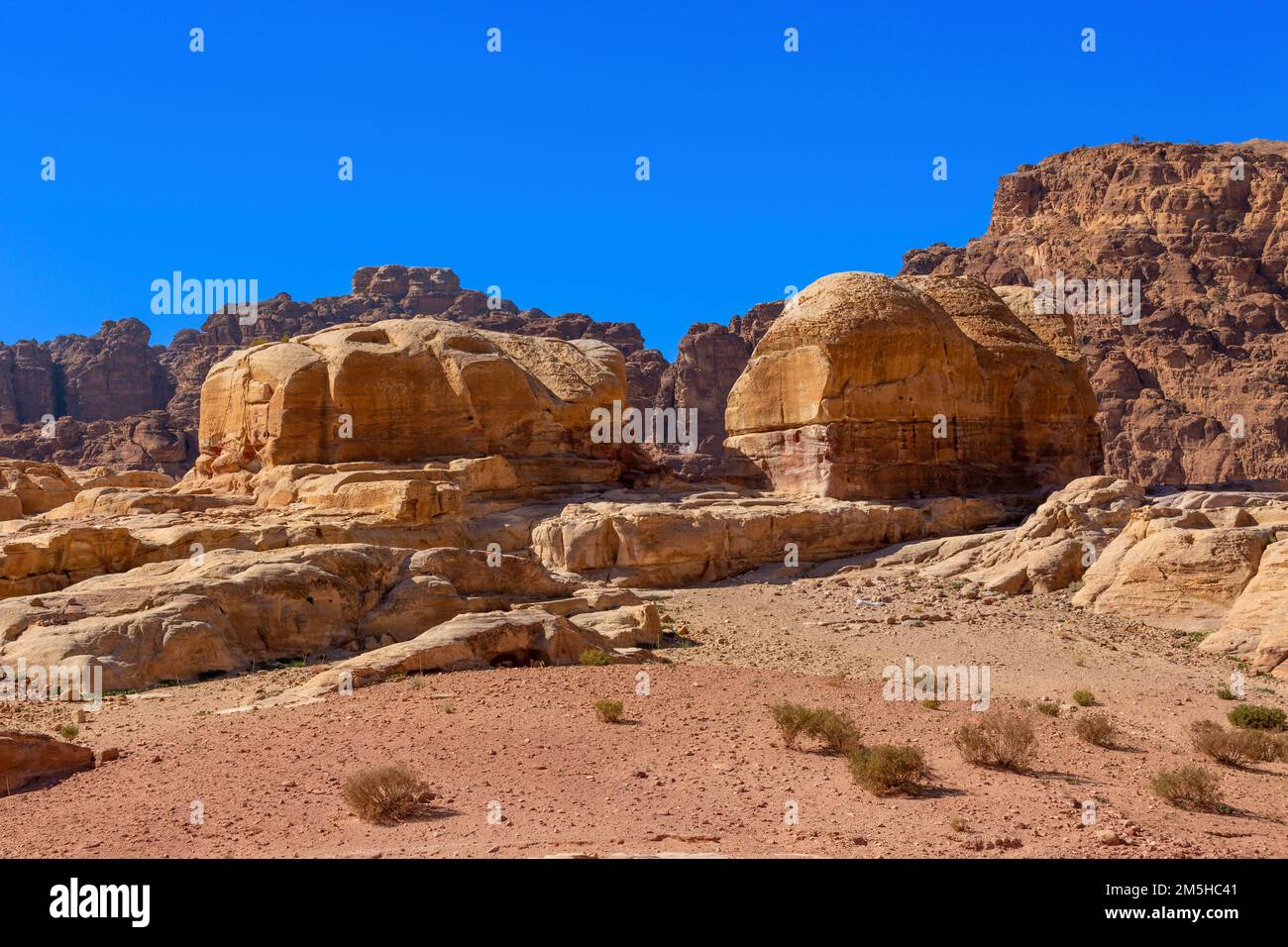 Sandstone canyon, rocks formations landscape in Petra, Jordan, UNESCO ...