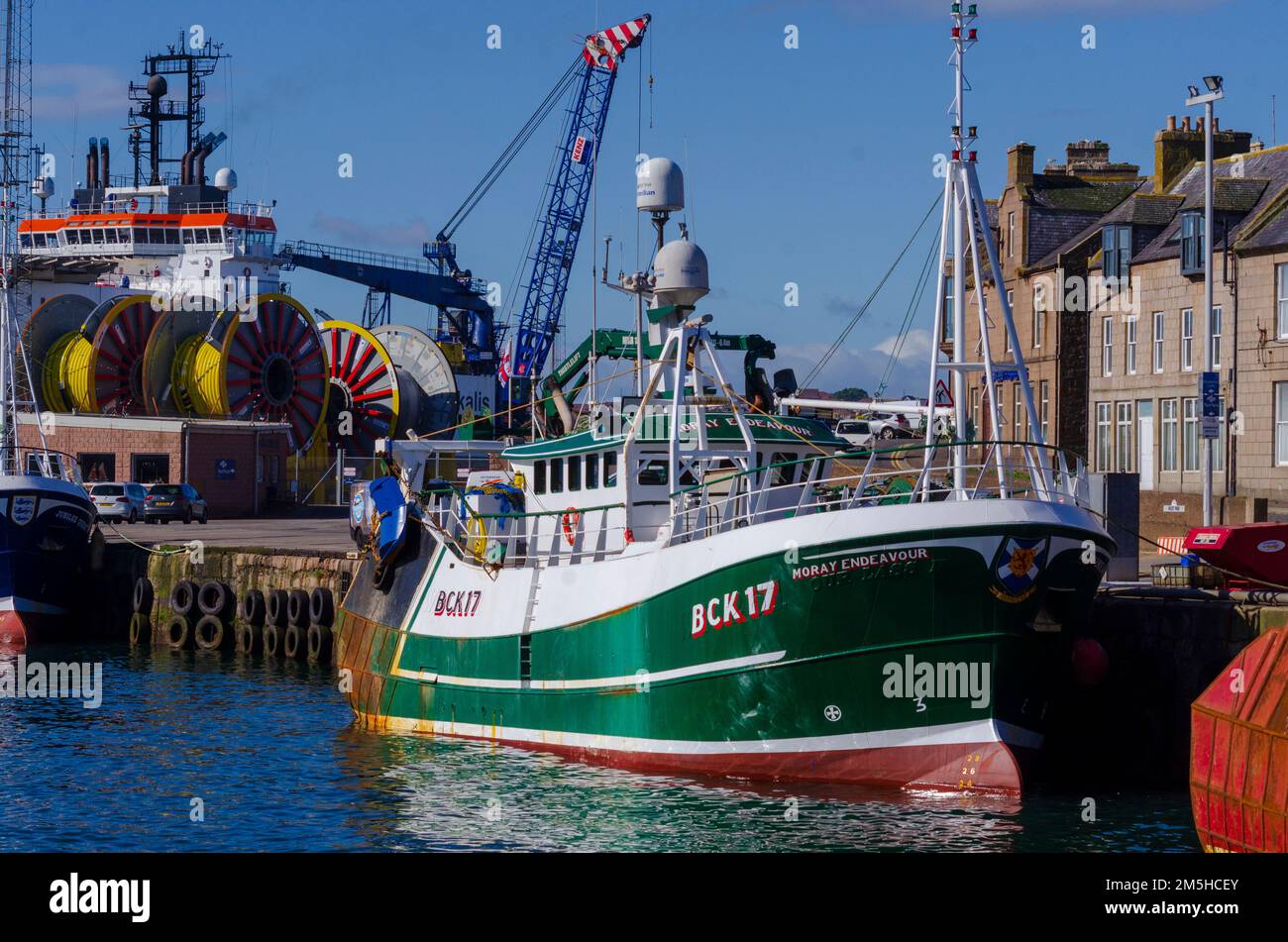 PETERHEAD, SCOTLAND, UK - 19 August 2022 - A trawler in the harbour at Peterhead, Aberdeenshire, Scotland, UK - Photo: Geopix Stock Photo