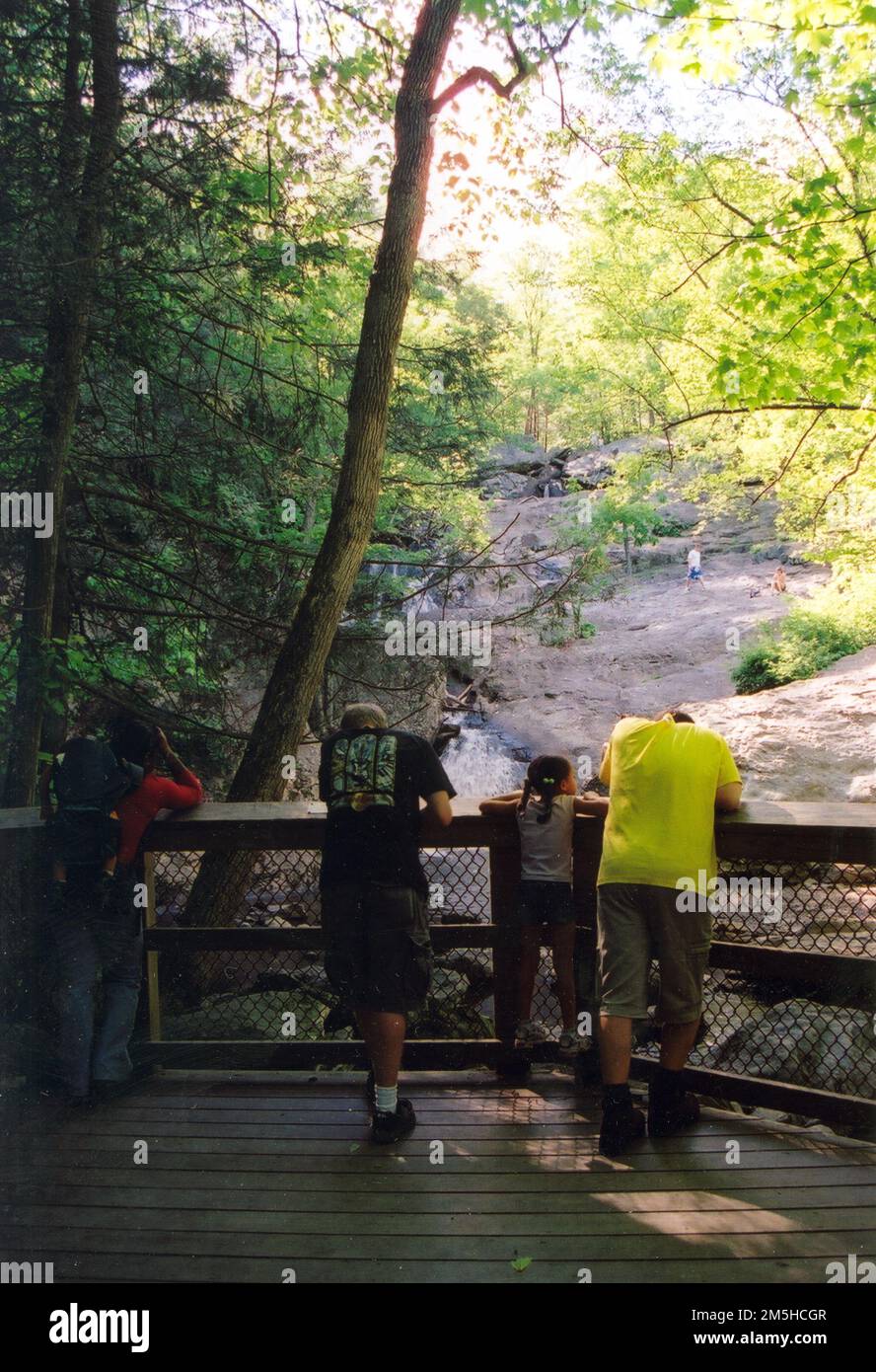 Journey Through Hallowed Ground Byway - Cunningham Falls. A group of travelers enjoy a pleasant ...