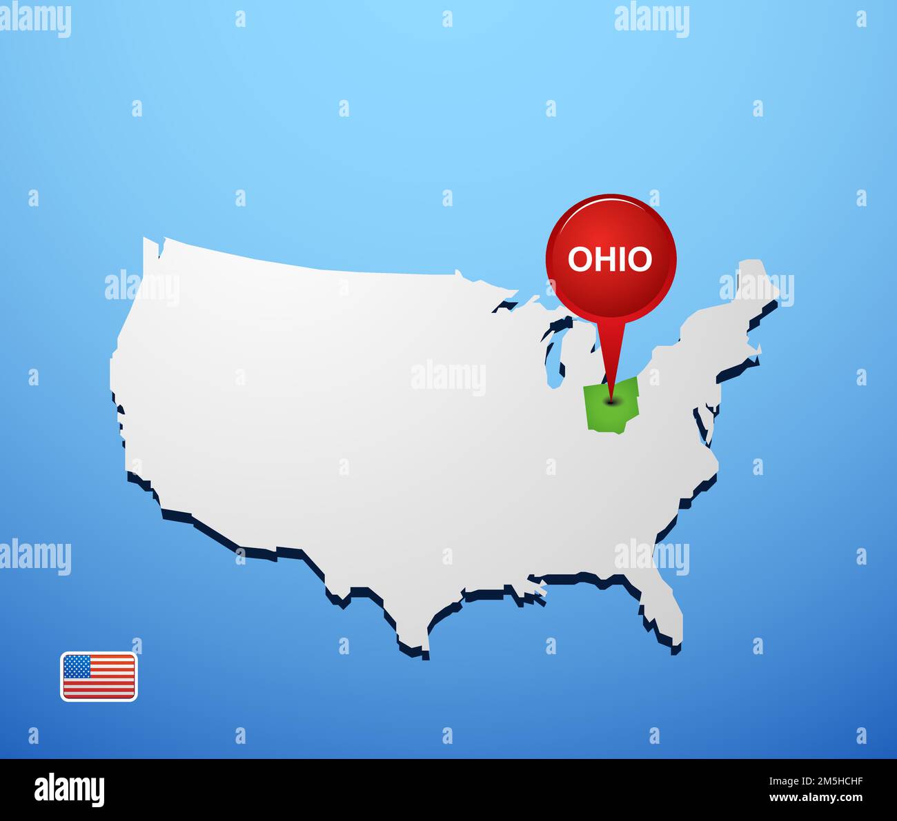 Ohio on USA map Stock Vector Image - Ohio On Usa Map 2M5HCHF