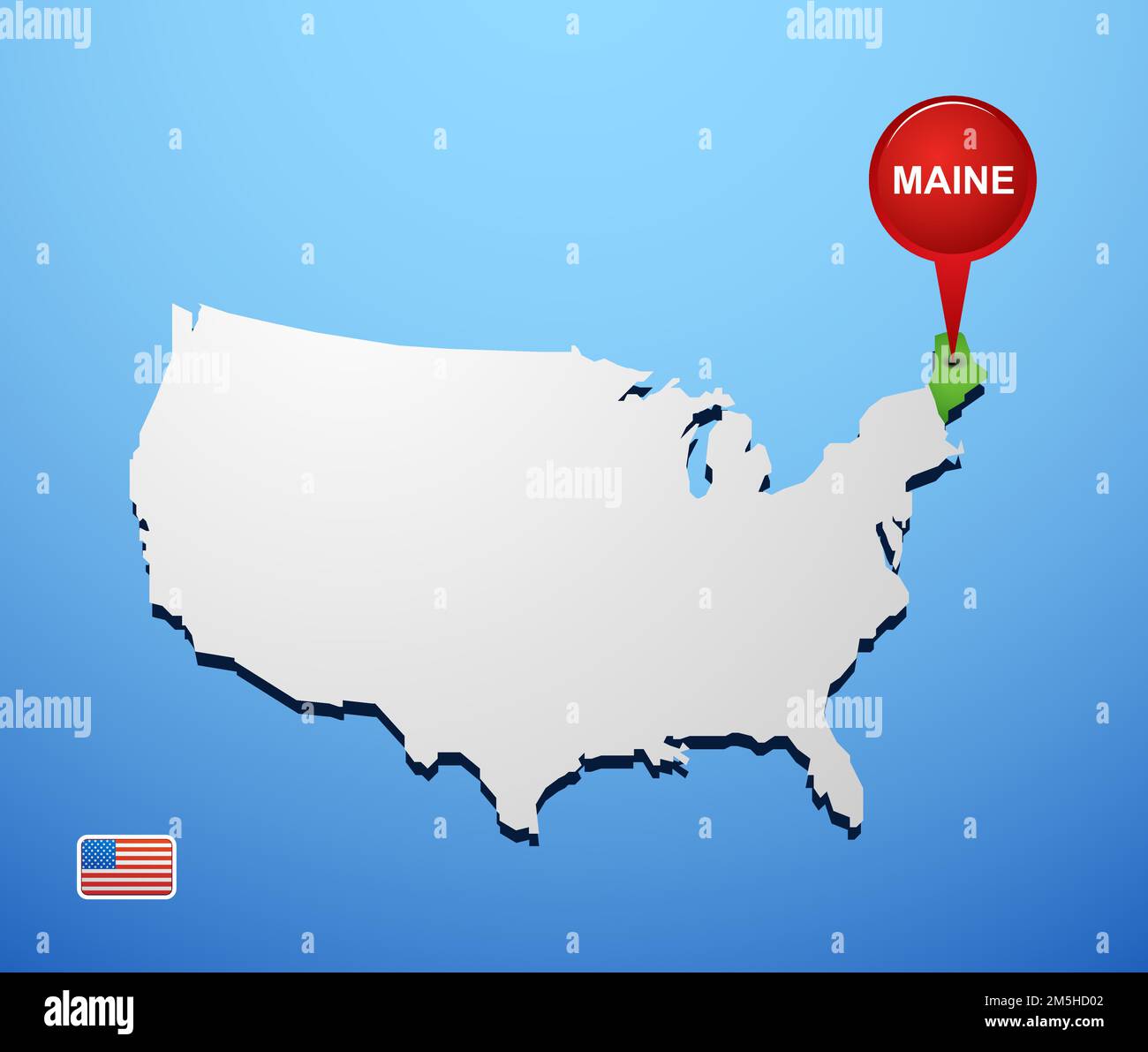 Maine On USA Map Stock Vector Image Art Alamy Maine On Usa Map 2M5HD02 