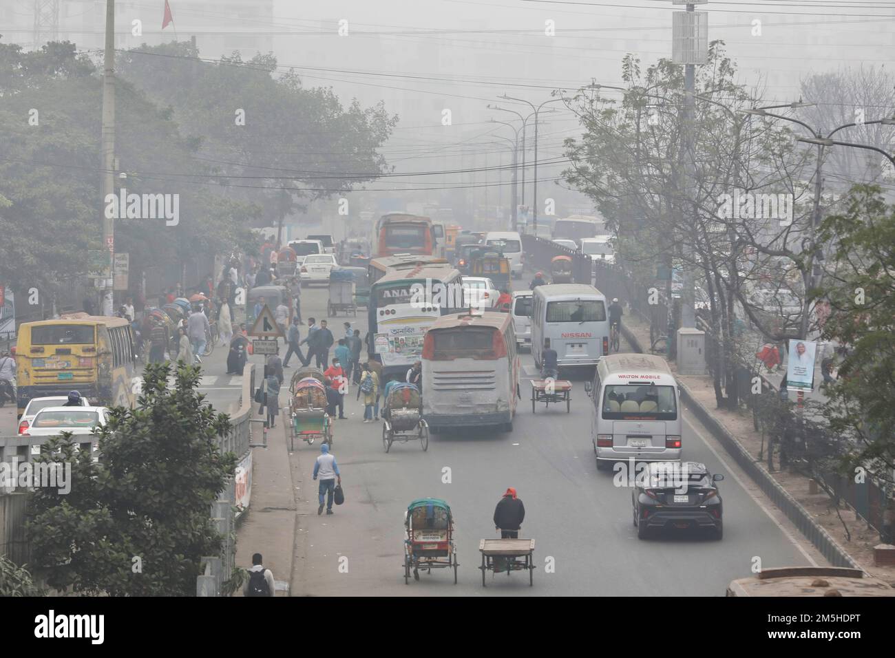 Dhaka, Bangladesh - December 28, 2022: Dhaka city is covered with thick