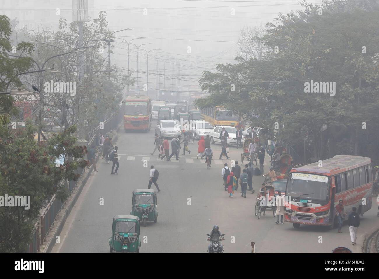 Dhaka, Bangladesh - December 28, 2022: Dhaka city is covered with thick