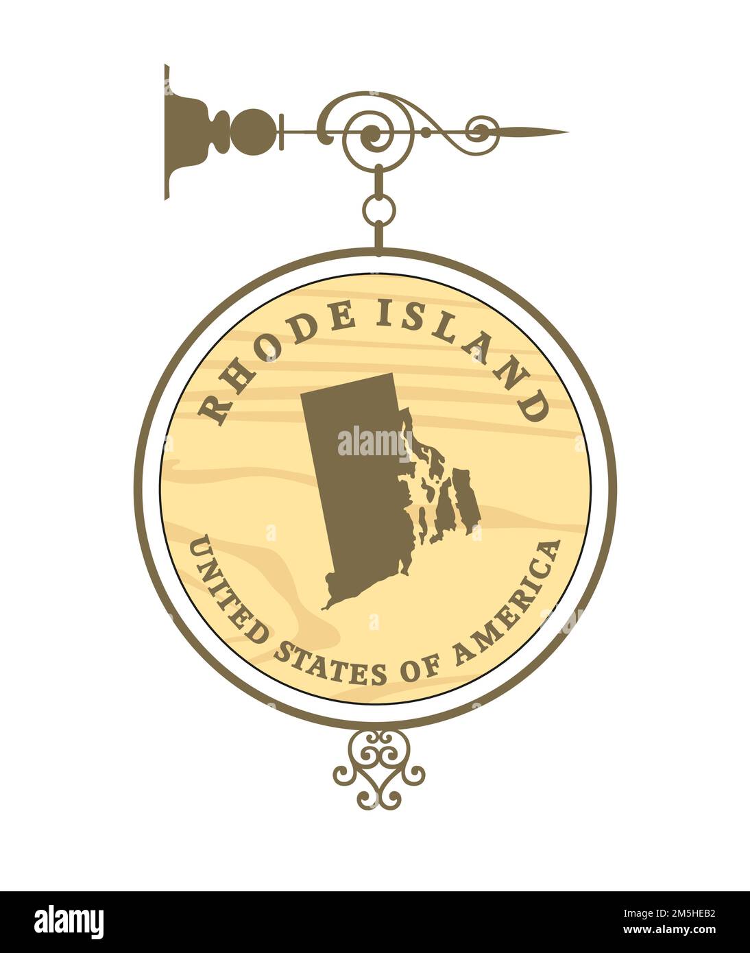 Vintage label with map of Rhode Island, vector Stock Vector