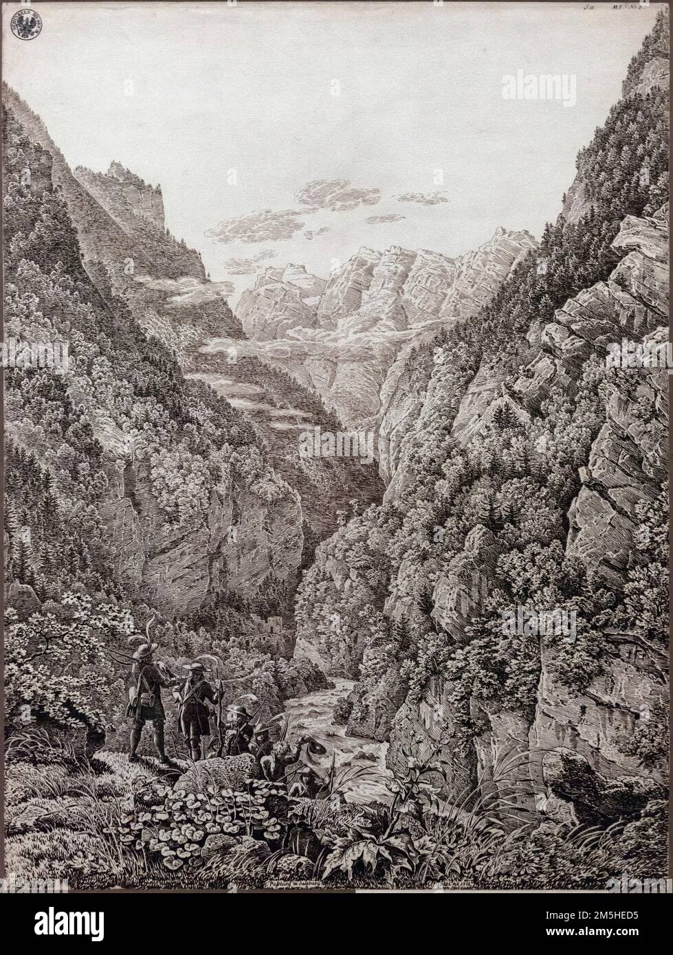 Karl Friedrich Schinkel (1781-1841), The Lueg Pass near Salzburg, 1811. Pass Lueg bei Salzburg. Staatliche Museen zu Berlin, Kupferstichkabinett.   Br Stock Photo