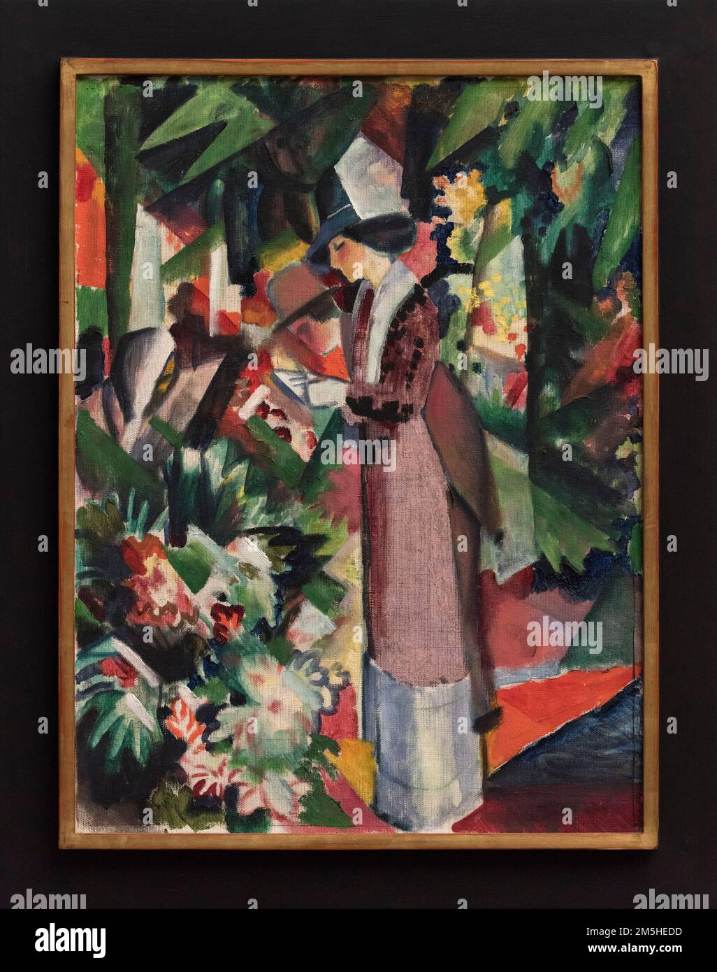 August Macke (1887-1914), Walk among Flowers, 1912. Spaziergang in Blumen. Alte Nationalgalerie, Berlin.   Oil on canvas Stock Photo