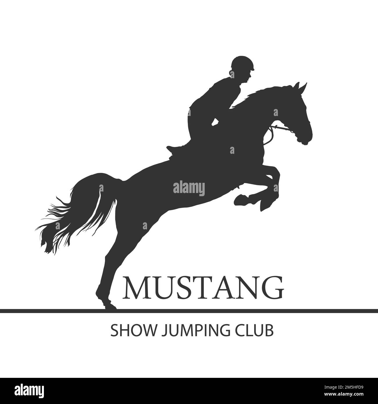 Jumping horse. Silhouette vector images rider on jumping horse Stock
