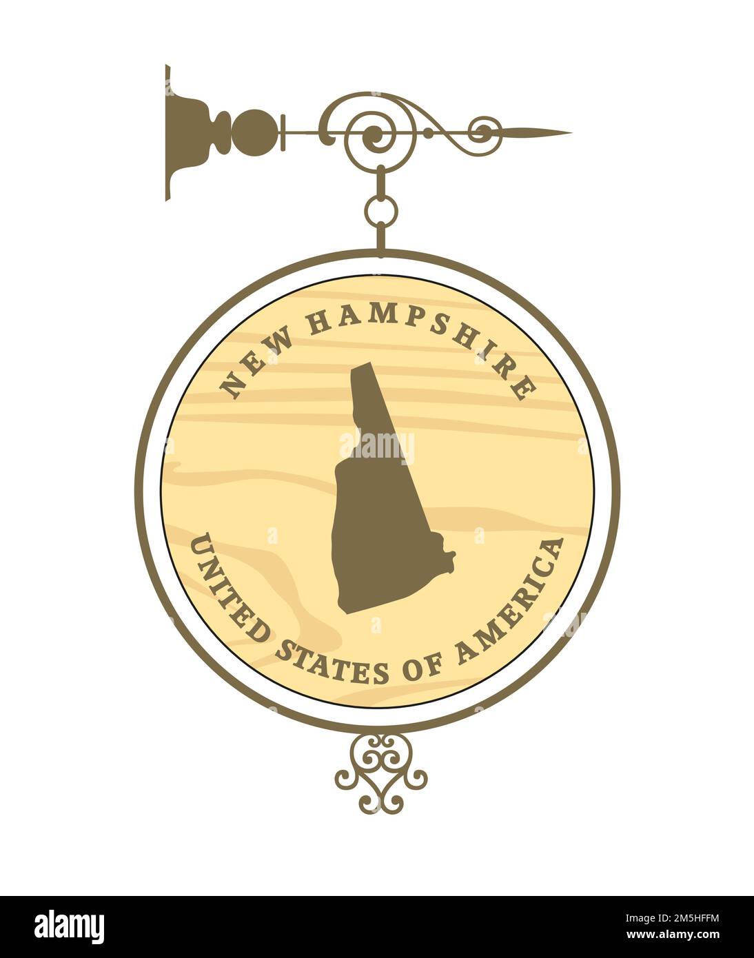 Vintage label with map of New Hampshire, vector Stock Vector Image