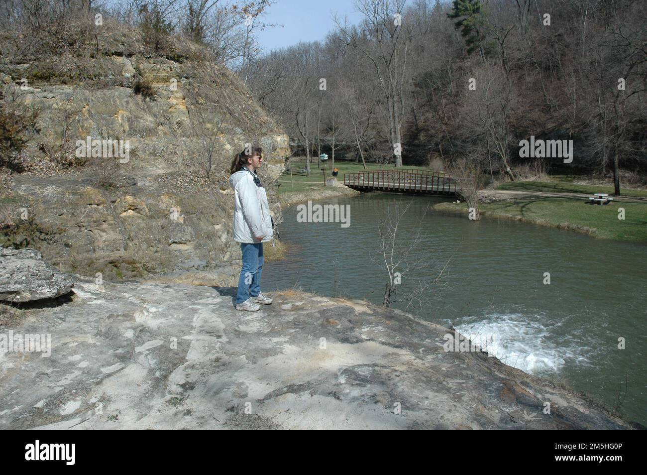 Historic Bluff Country Scenic Byway Visitor Above Como Falls. A