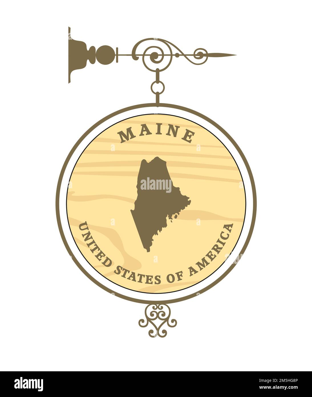 Vintage label with map of Maine, vector Stock Vector Image & Art Alamy