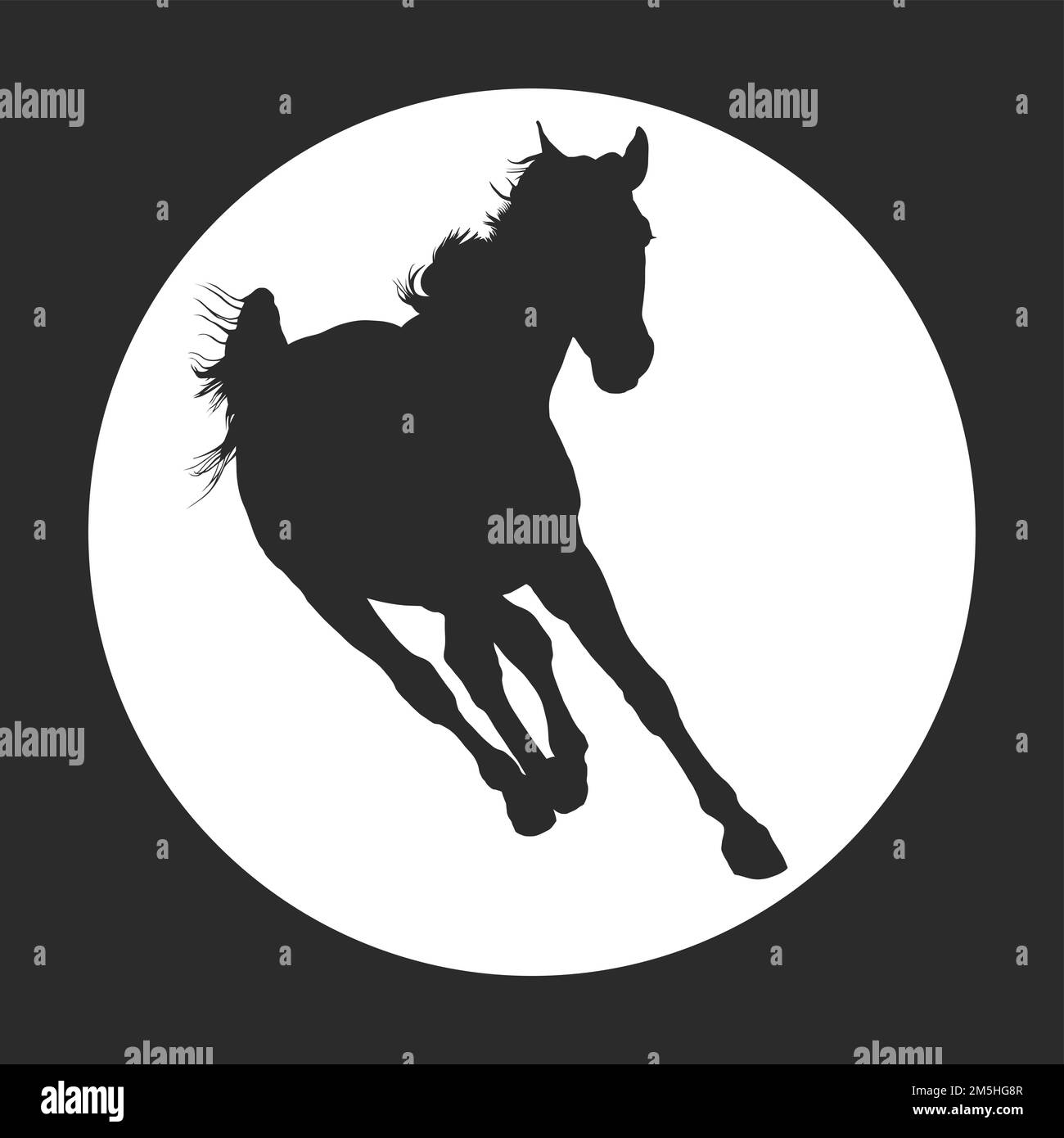 horse silhouette, vector realistic silhouette running horse Stock Vector