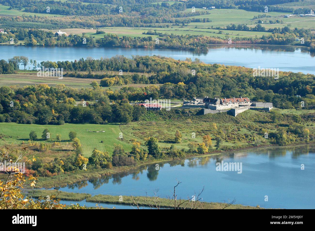 Lakes to Locks Passage Lake Champlain Shoreline. An aerial view of