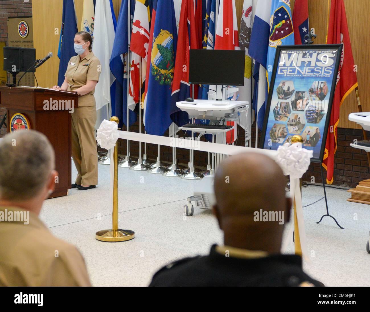 Naval Medical Center Camp Lejeune leaders and staff members hosted a ribbon cutting ceremony on March 18, 2022 to commemorate the pending rollout of MHS GENESIS, the new electronic health record for active duty, retirees, and their families. Stock Photo