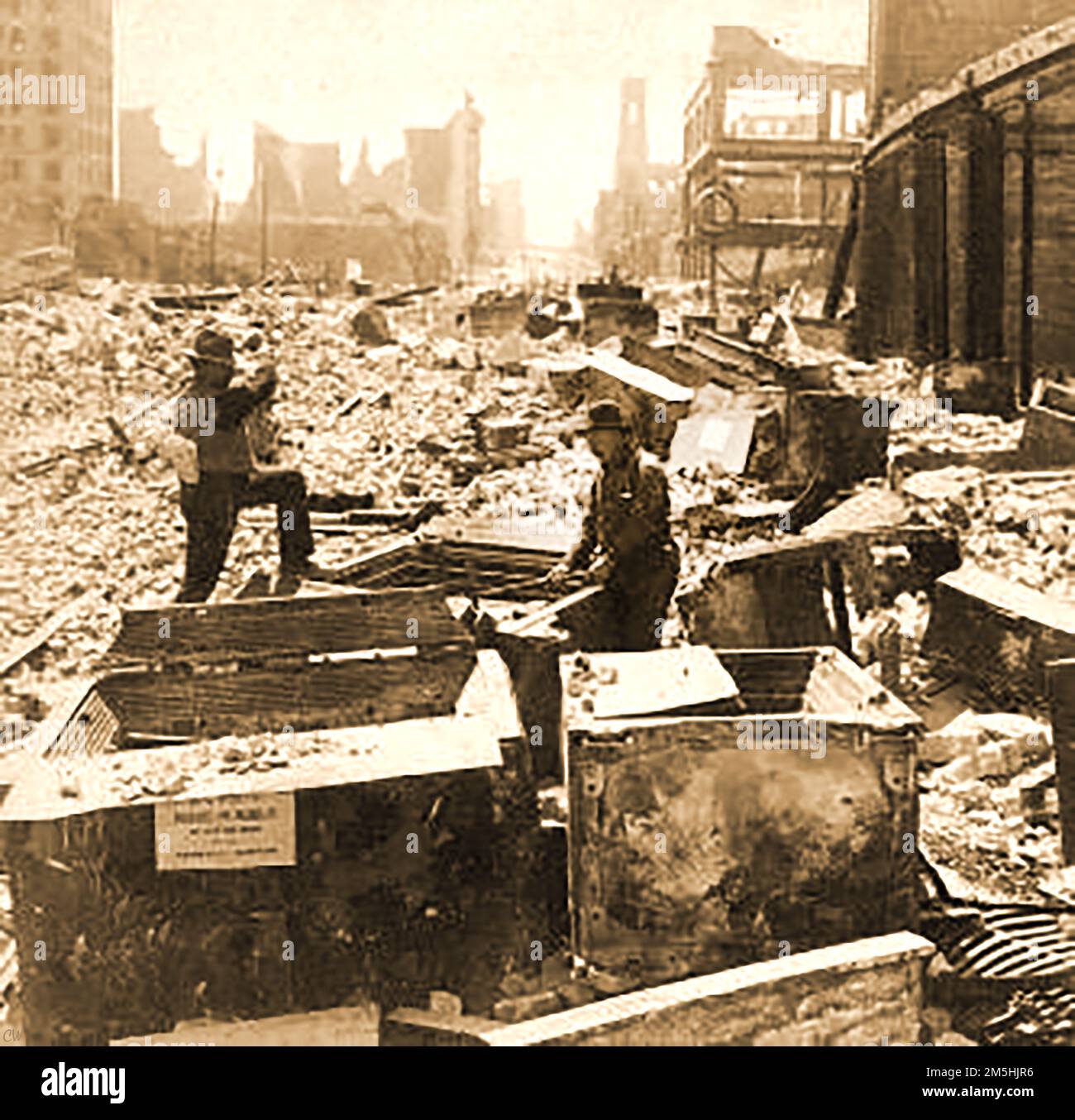Clearing up after the San Francisco earthquake 1906. Stock Photo