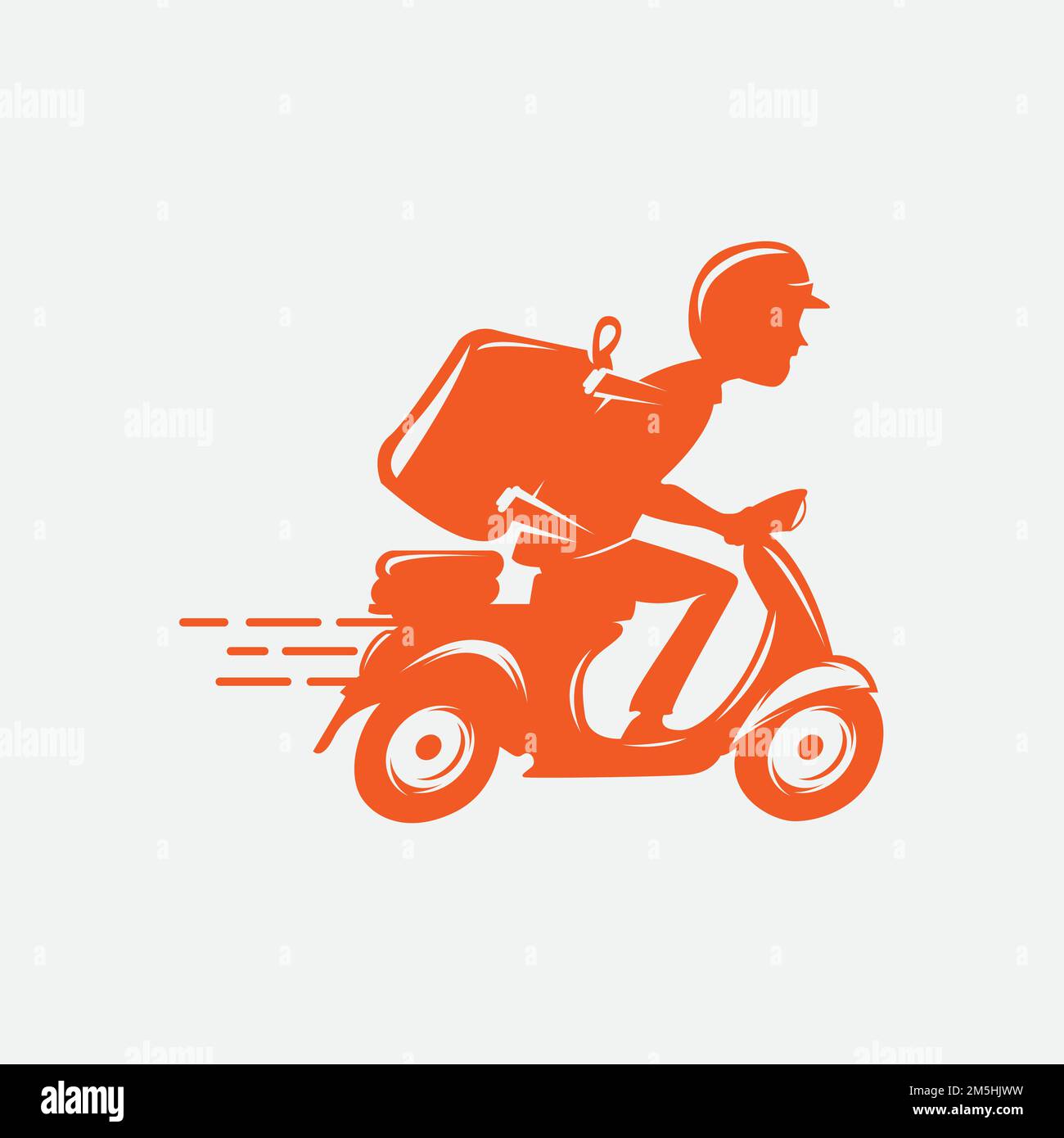 Express Ground Postal Service by Scooter Concept, Courier Service Man Vector Icon Design.EPS 10 Stock Vector