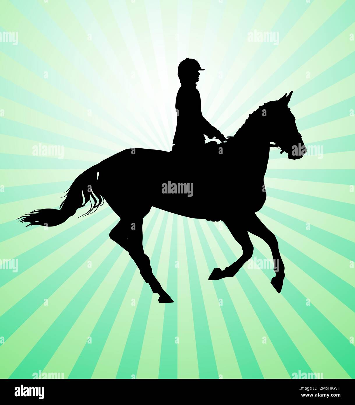 vector illustration, rider controls running horse, competition dressage